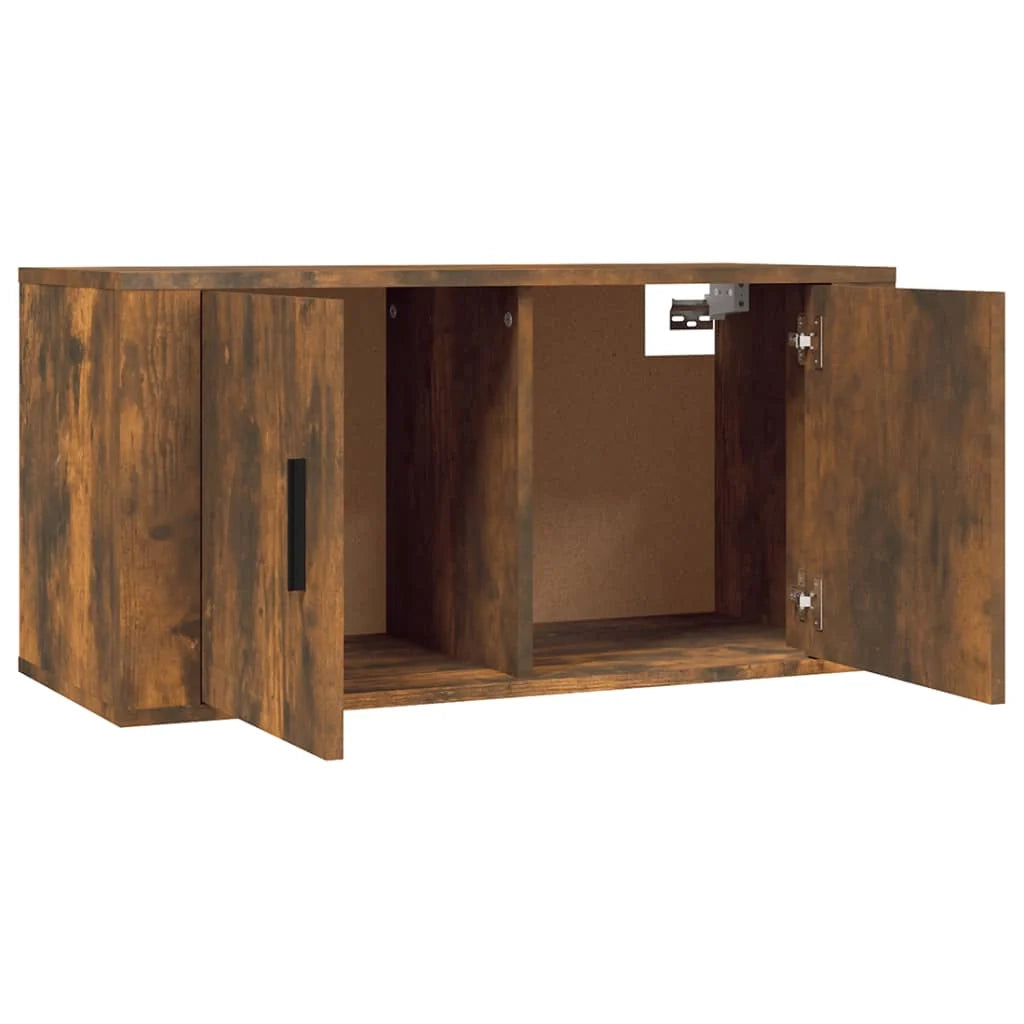 Mobile TV multimediale da parete mensola TV mobile TV sala da pranzo soggiorno camera da letto 3 pezzi rovere affumicato 80 x 34,5 x 40 cm marrone 02_0029047