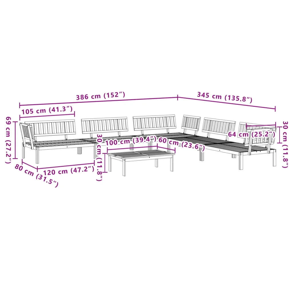 Set Divano Pallet da Giardino 6 pz in Legno Massello di Acacia 3209443