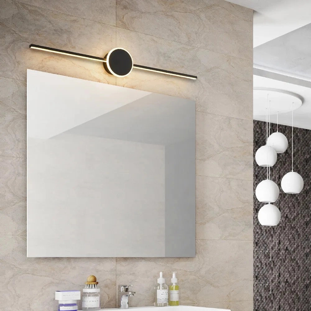Lampada Da Muro Da Bagno Led Sopra Specchio 60cm APP849-1W Round Black