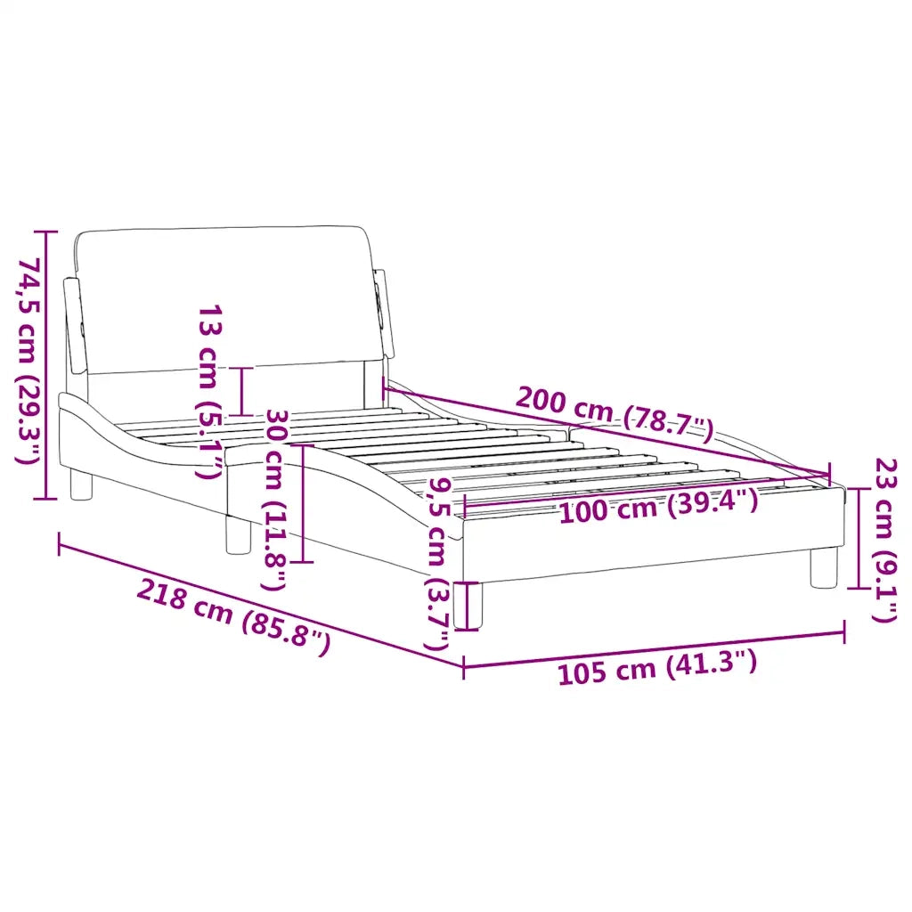 Letto singolo | Letto per adulti | Giroletto con Testiera Dover Blu 100x200 cm in Velluto