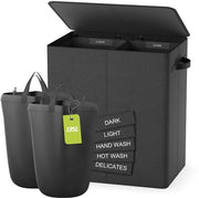 Wastebasket con coperchio - Compartimenti extra grandi - 135 litri - Grigio scuro