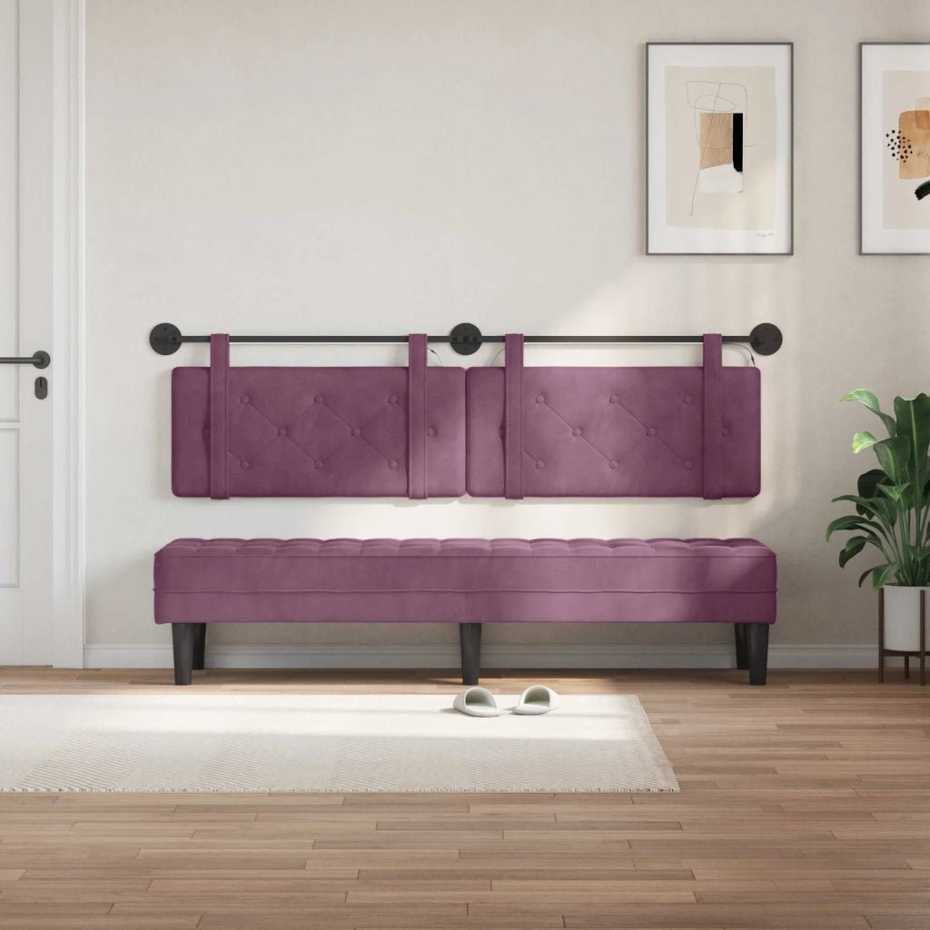 Testiera | Testata sospesa Con luce LED Viola Velluto
