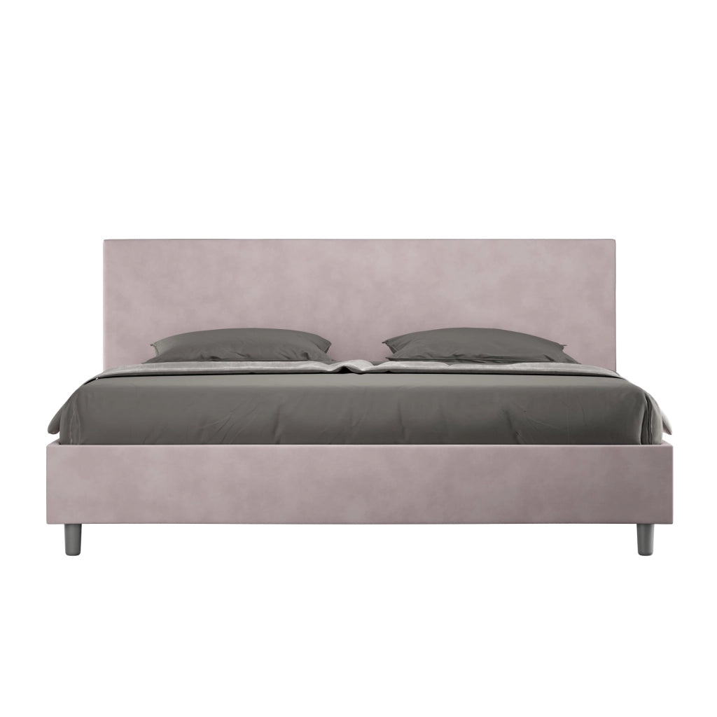 BS COM Letto senza rete imbottito 180x190 microfibra glicine