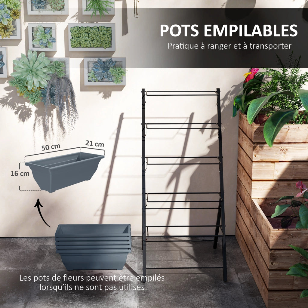 Fioriera Rialzata 5 Livelli ¨C Xylo ¨C Acciaio Grigio Verticale per Giardino Balcone