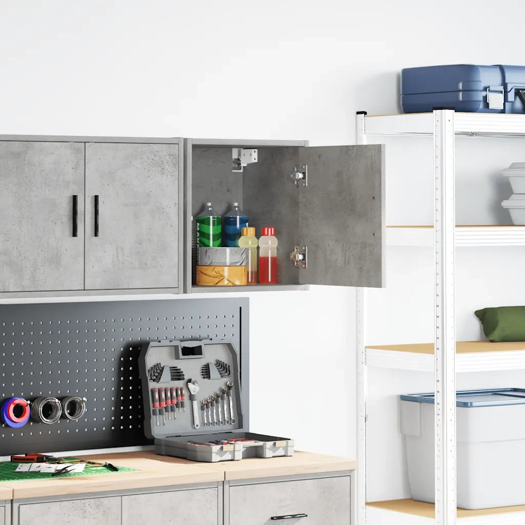 Armadietto portautensili da parete per garage 40 x 30 x 41 cm design moderno legno composito grigio cemento 02_0051423