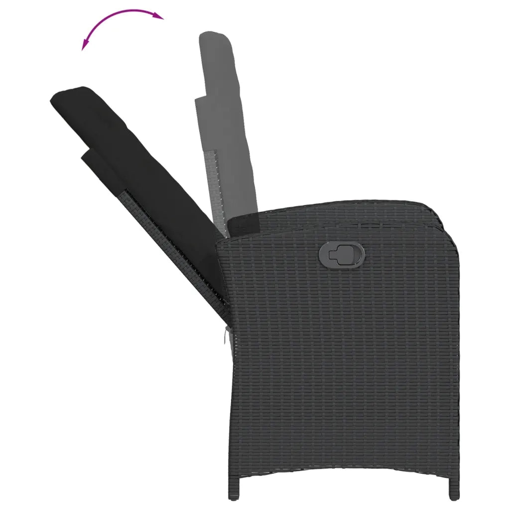 Set da Pranzo da Giardino 7 pz Nero con Cuscini in Polyrattan 3212325