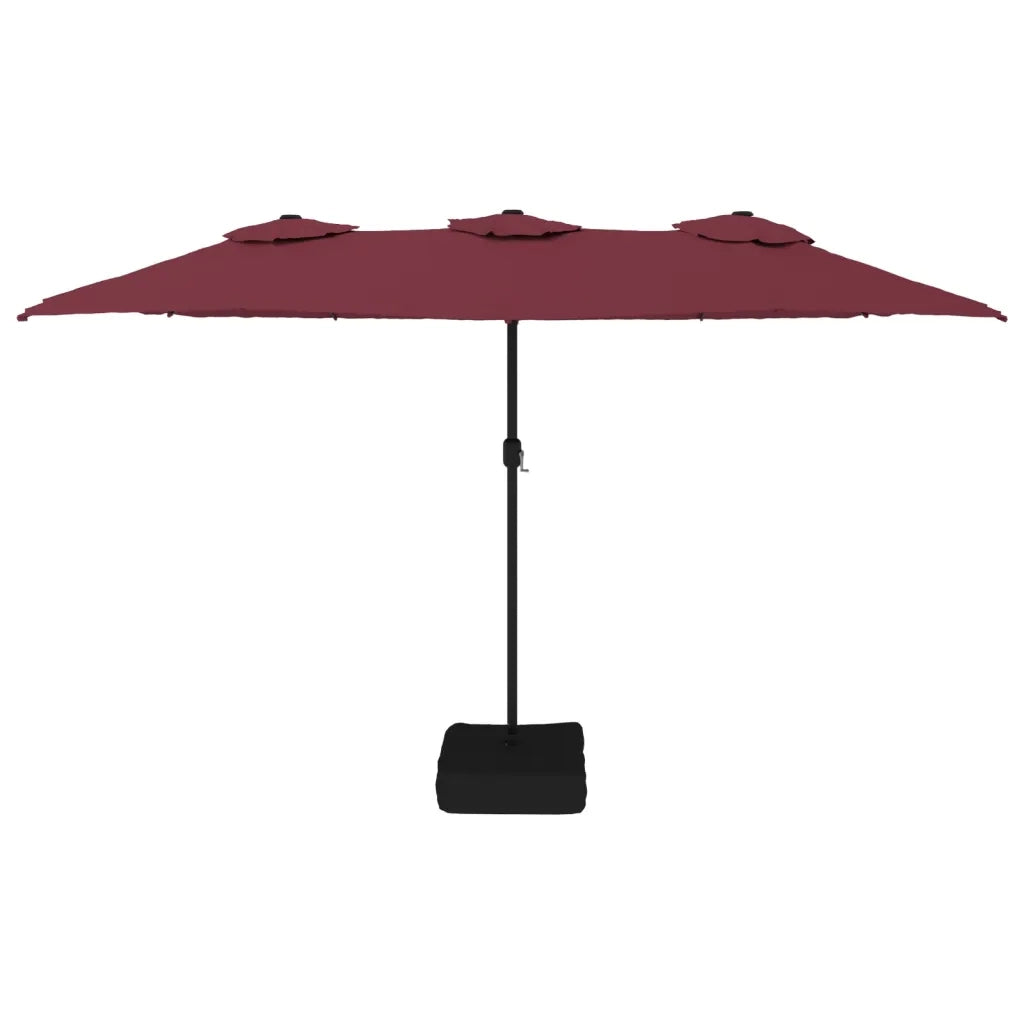 Ombrellone a Doppia Testa con LED Rosso Bordeaux 449x265 cm 362957