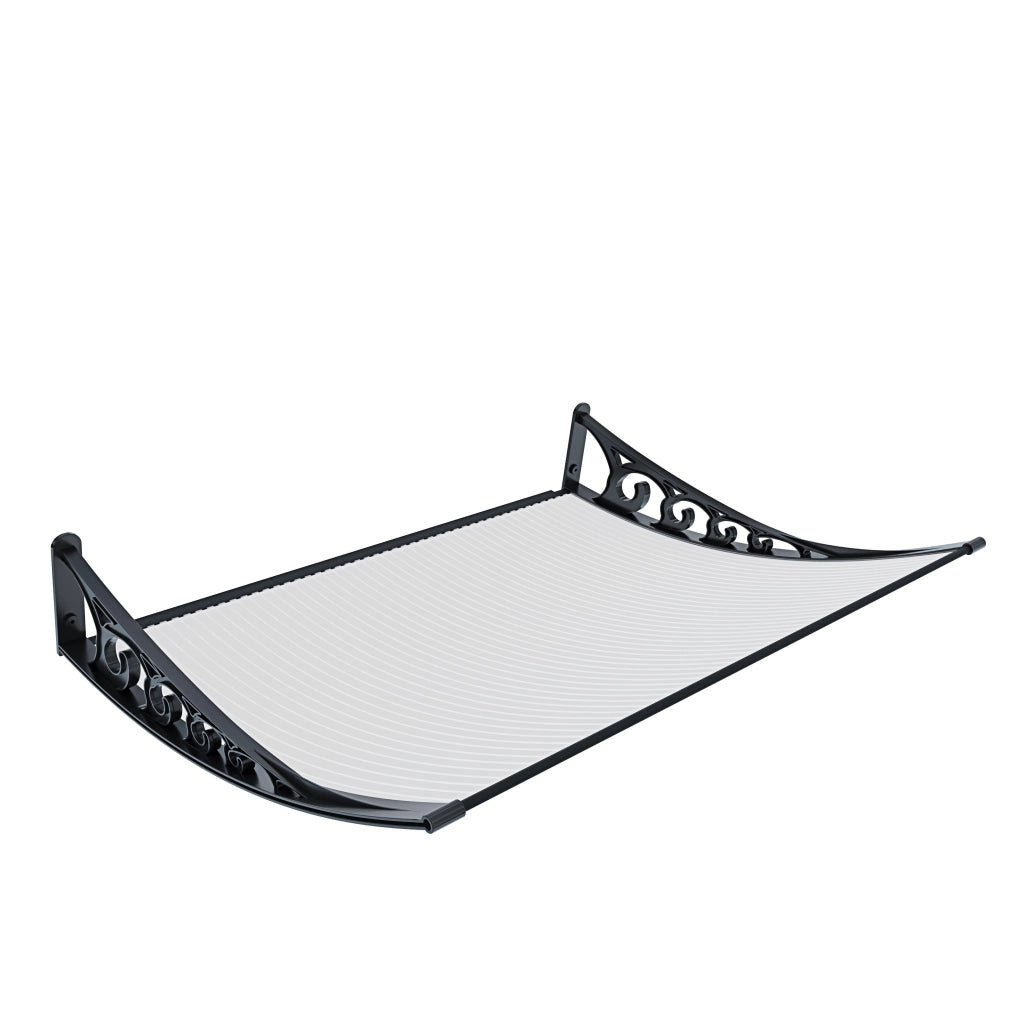 Pensilina Per Copertura In Policarbonato Alveolare Tettoia Modulabile Per Esterno Per Porte Balcone Finestre Elegante E Resistente, Trasparente (80 x 200 Cm)