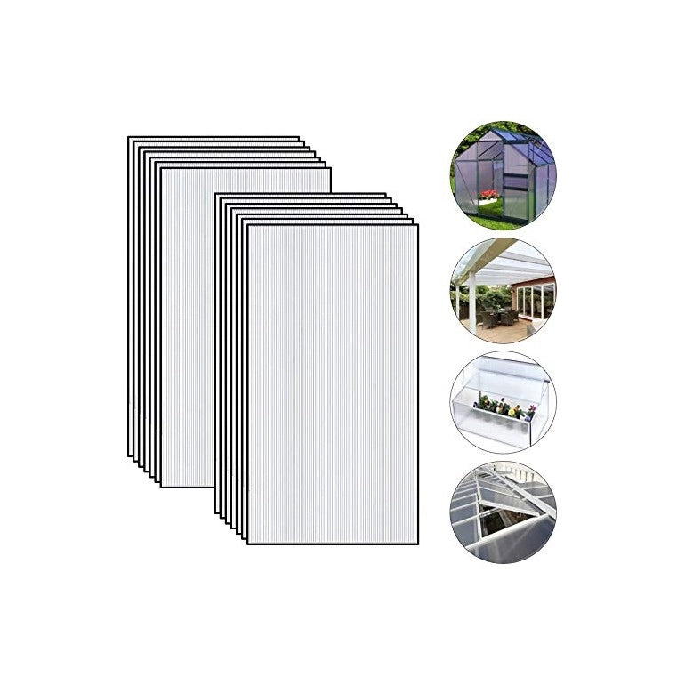 Set di 5 lastre policarbonato alveolare spessore 6 mm dimensione 44 x 98 cm Trasparente