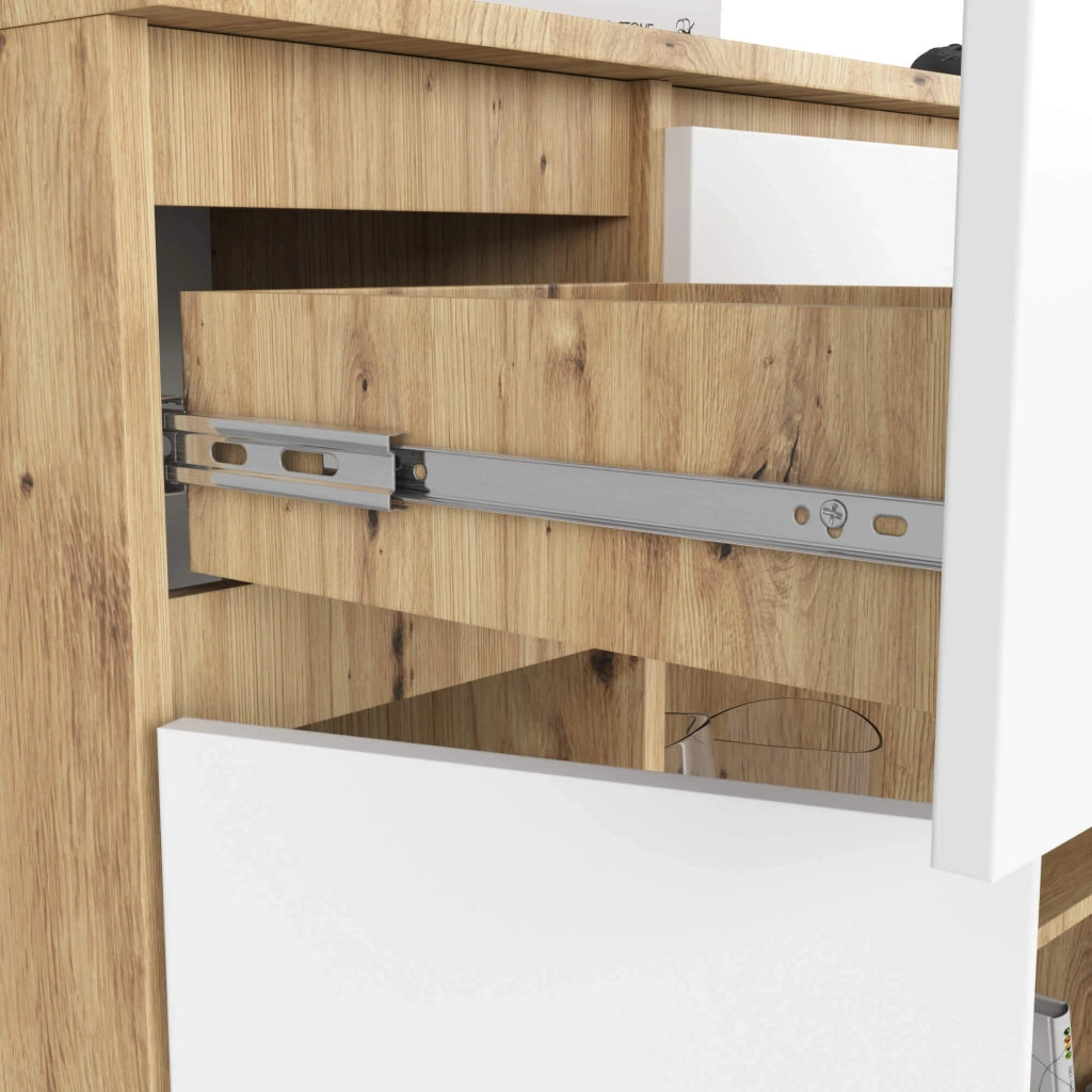 Cassettiera AKORD K100 Quercia Artigiana 101 cm 2 ante 3 cassetti inserto frontale Bianco 101x35x98 cm
