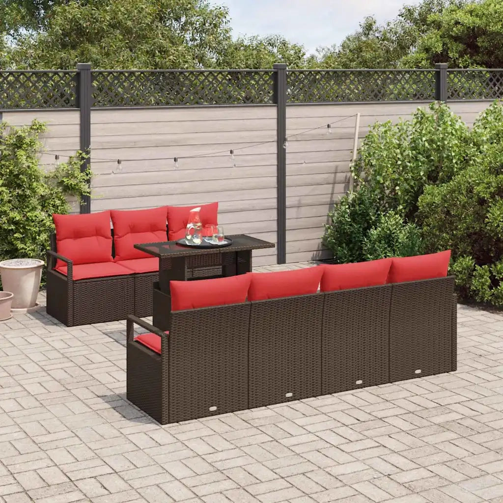 Set Divano da Giardino 8 pcs Marrone Poly Rattan 3357507