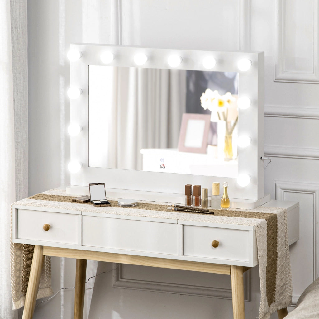 Specchio Hollywood con Illuminazione LED ¨C Minimal ¨C Bianco 80x60 cm