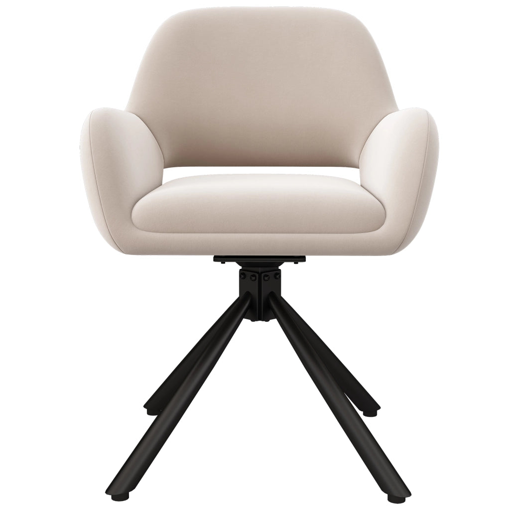 SEDIA DA PRANZO Girevole con braccioli, velluto beige, Set da 4 pezzi