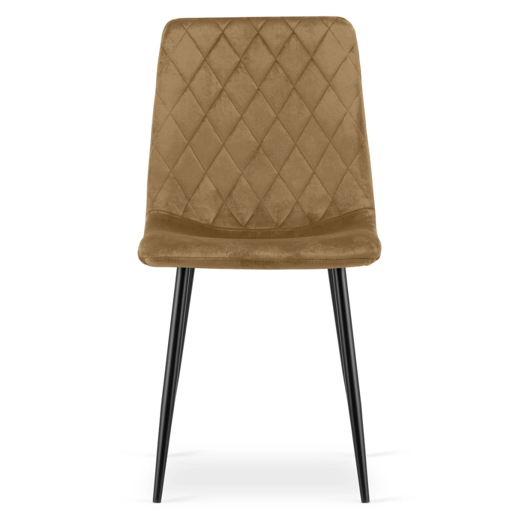 Sedia Turin in velluto marrone con gambe nere
