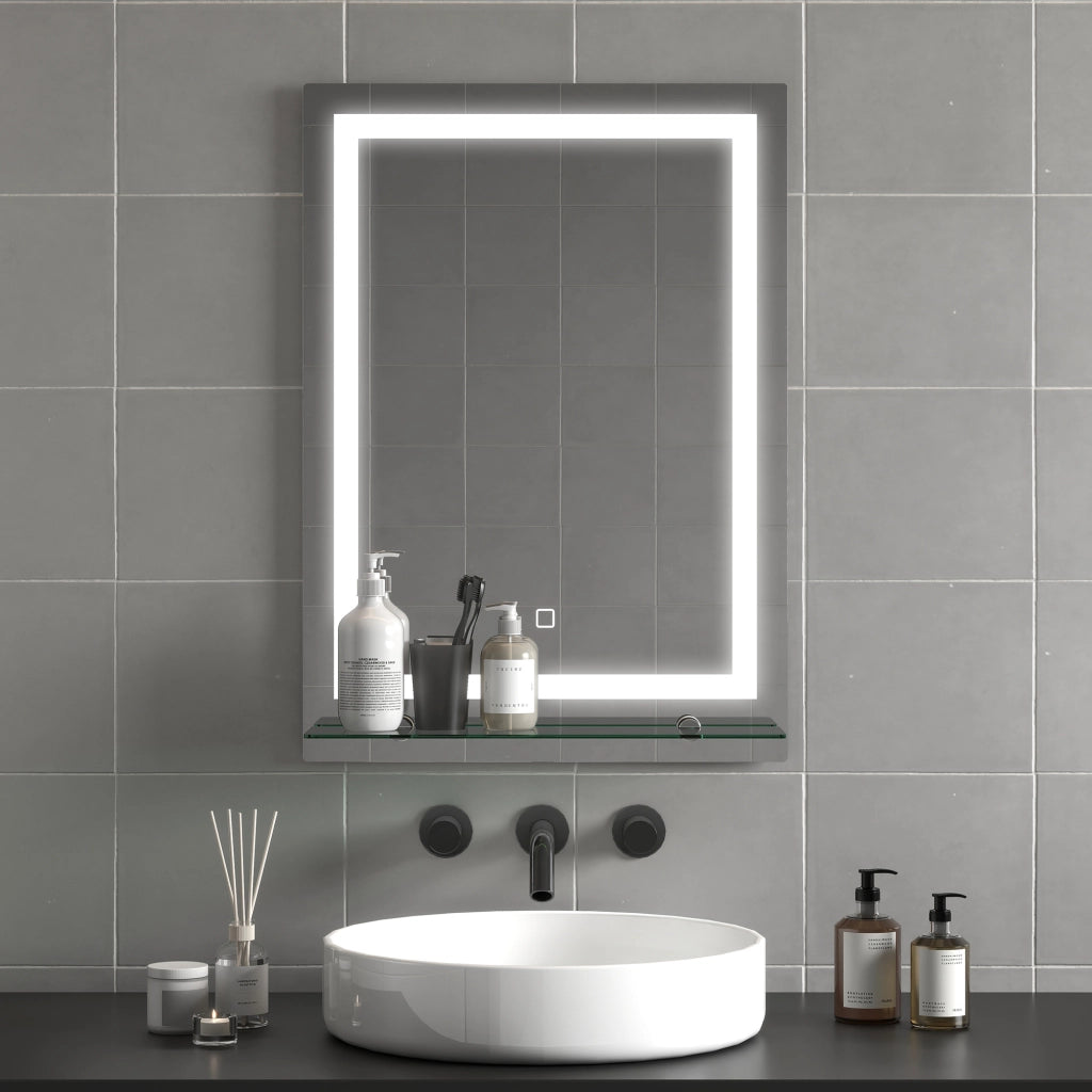 Specchio LED da bagno con mensola integrata ¨C Xylo ¨C 3 colori luce regolabile touch