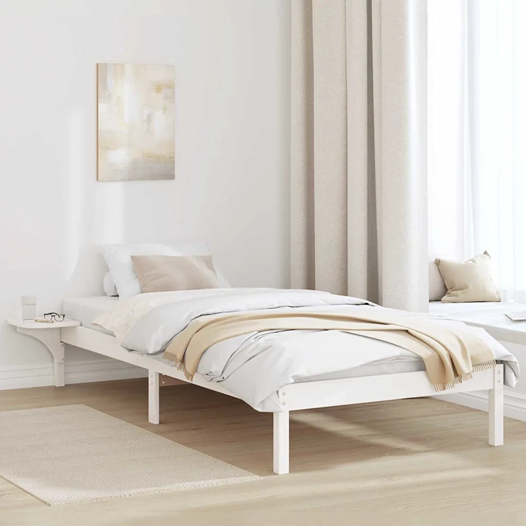 Letto singolo | Letto per adulti | Struttura del letto Bianco 100 x 200 cm Pino massello