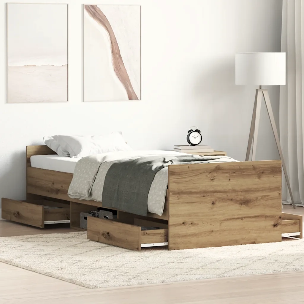 Giroletto senza Materasso-Struttura Letto Rovere Artigianale 100x200cm 761035