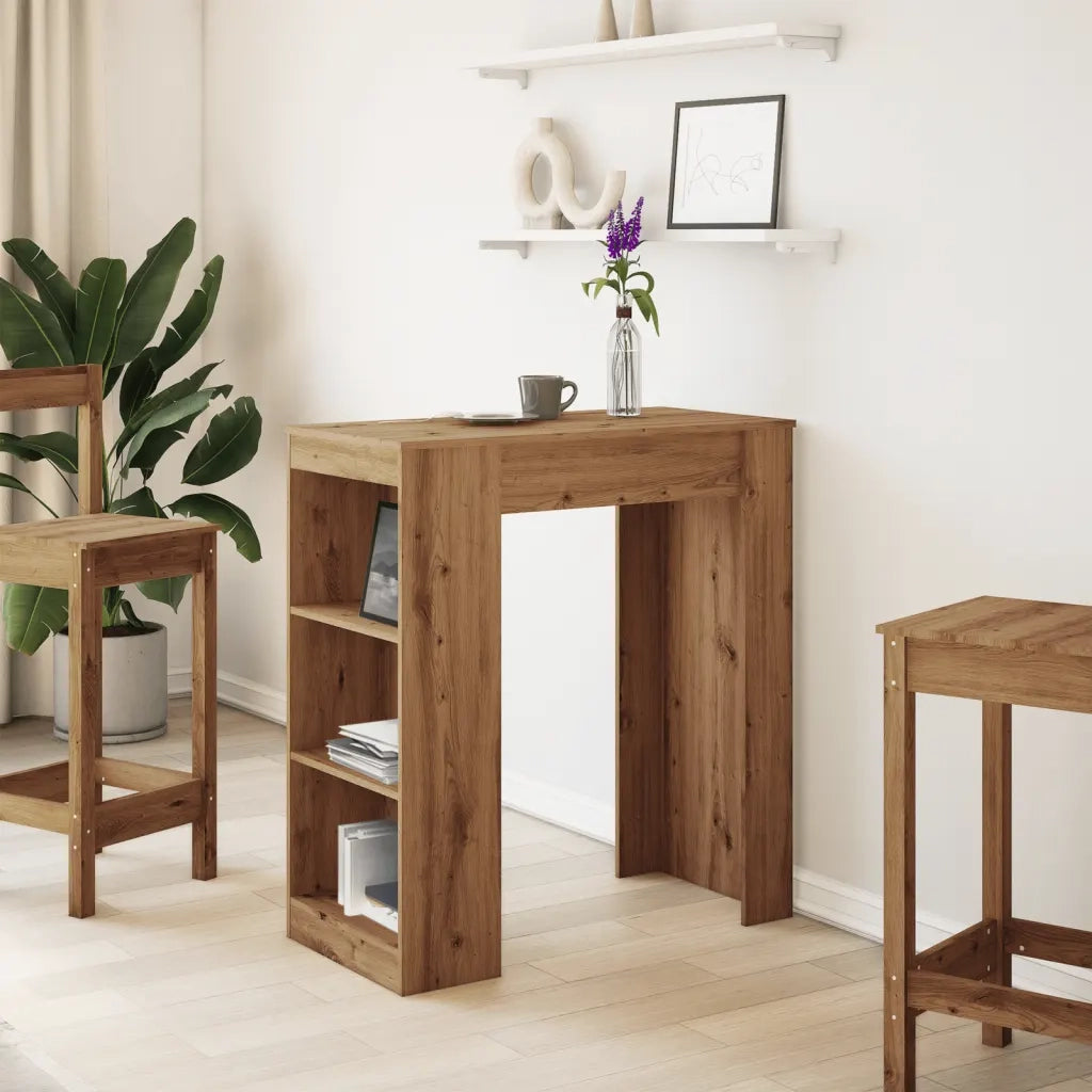 Tavolo Bar con Rastrelliera Rovere 95x47x103,5 cm Multistrato