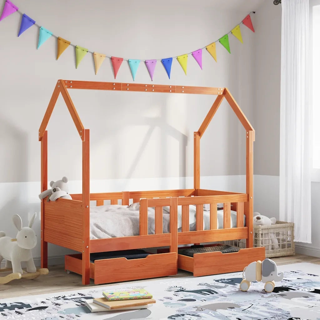 Giroletto per Bambini con Cassetti 80x170cm Legno Massello Pino 3302043