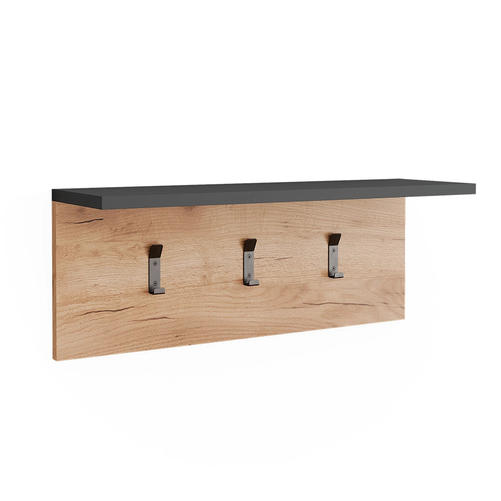 Vicco Appendiabiti da parete Antracite/quercia dorata 60 x 21.6 cm