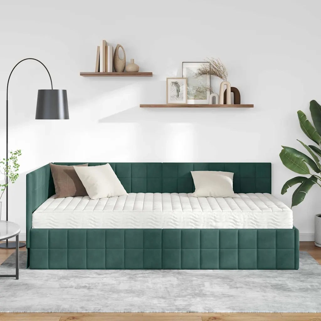 Struttura Letto Angolare con Materasso 2 pcs Verde Velluto 3393930