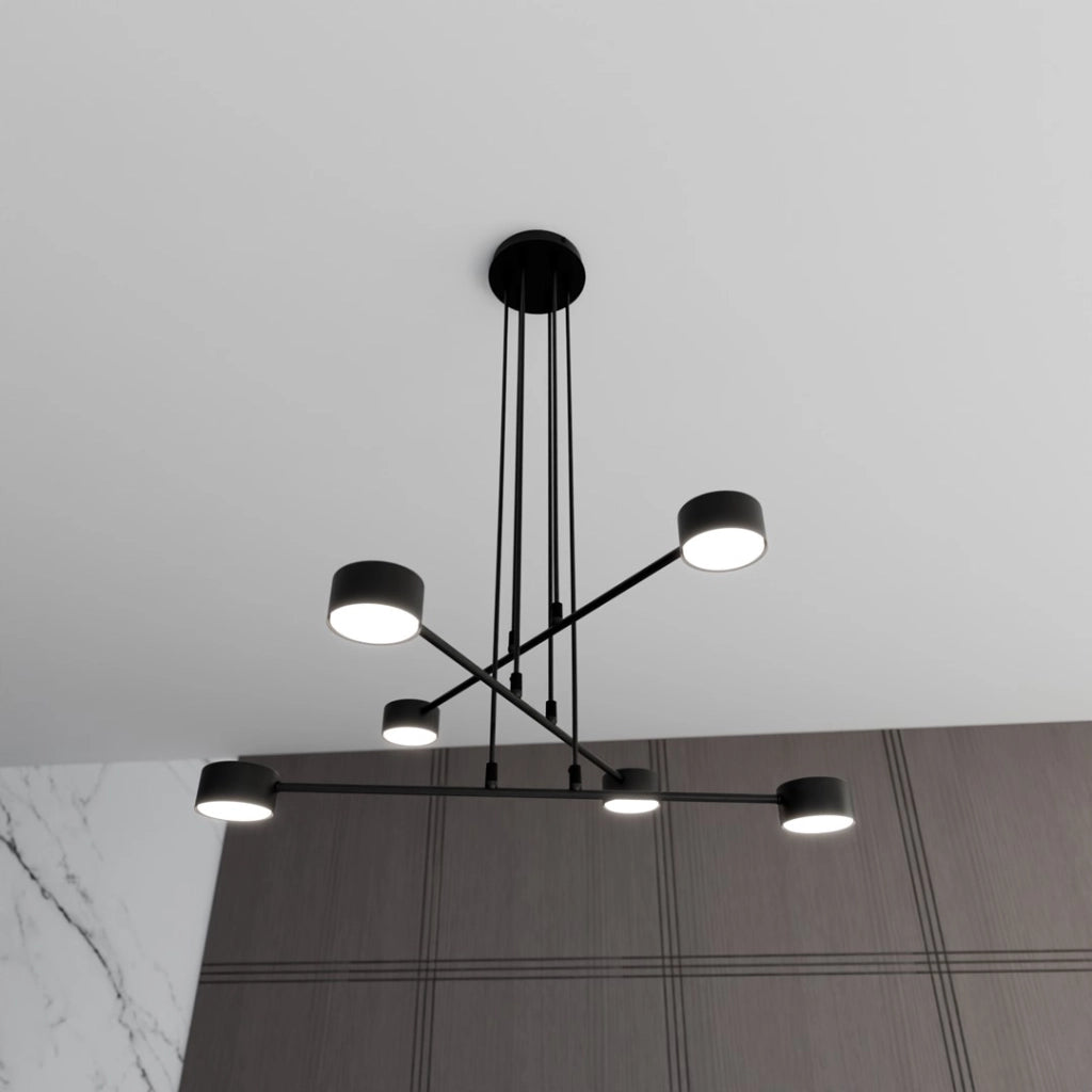 Lampada a sospensione MODUS nera 6 luci GX53 Emibig