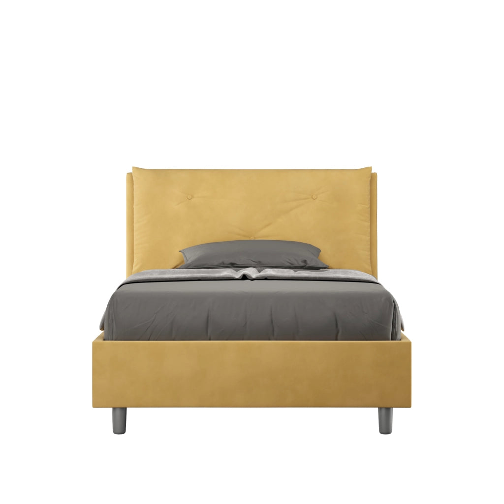 BS COM Letto una piazza e mezza con rete imbottito 120x190 microfibra ocra