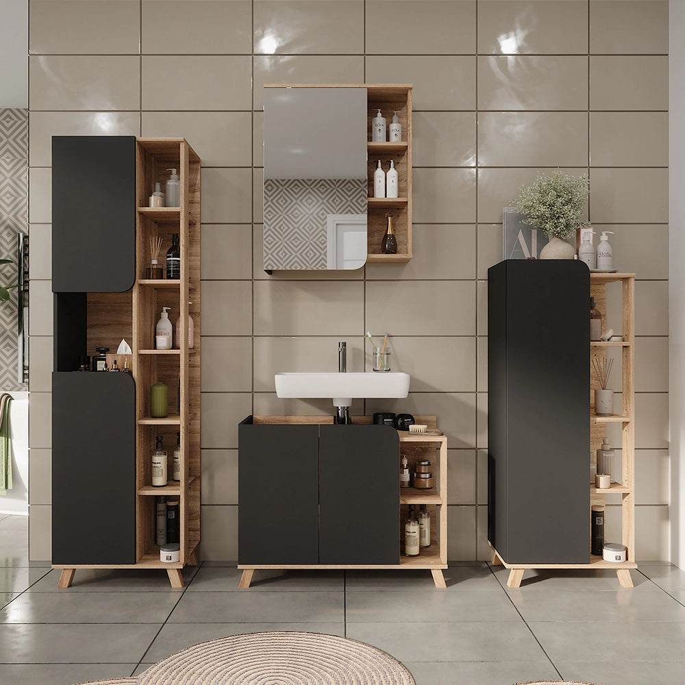 Vicco Mobiletto per lavabo Sonoma/antracite 80 x 65 cm con 2 porte