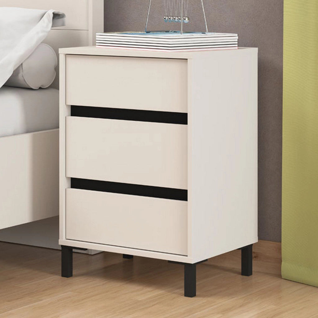Combarren, Comodino un Ripiano, 48x40x71h cm Bianco
