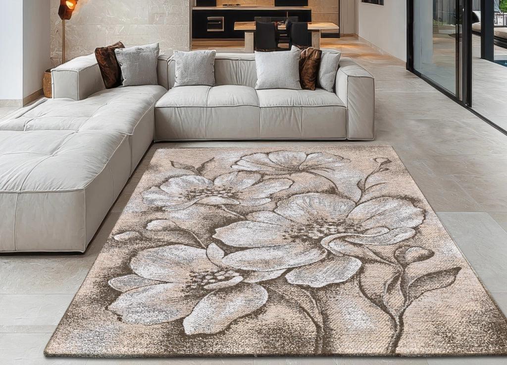 Tappeto Salotto Velour Antiscivolo Disegno Asturia By Suardi - 65x110(2Tappeti) - Tortora