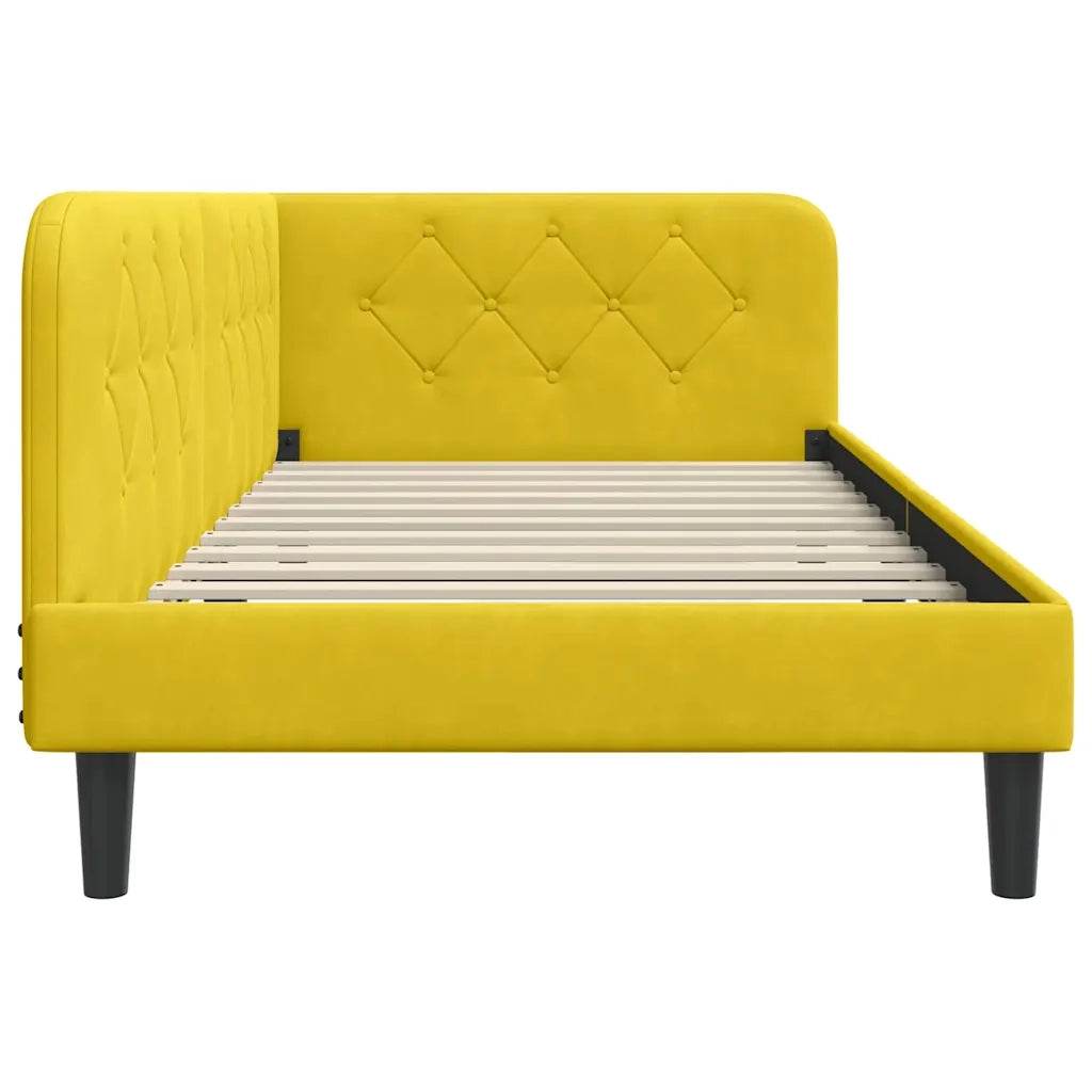 Letto singolo | Letto per adulti | Cornice del letto ad angolo Giallo 90 x 200 cm Velluto