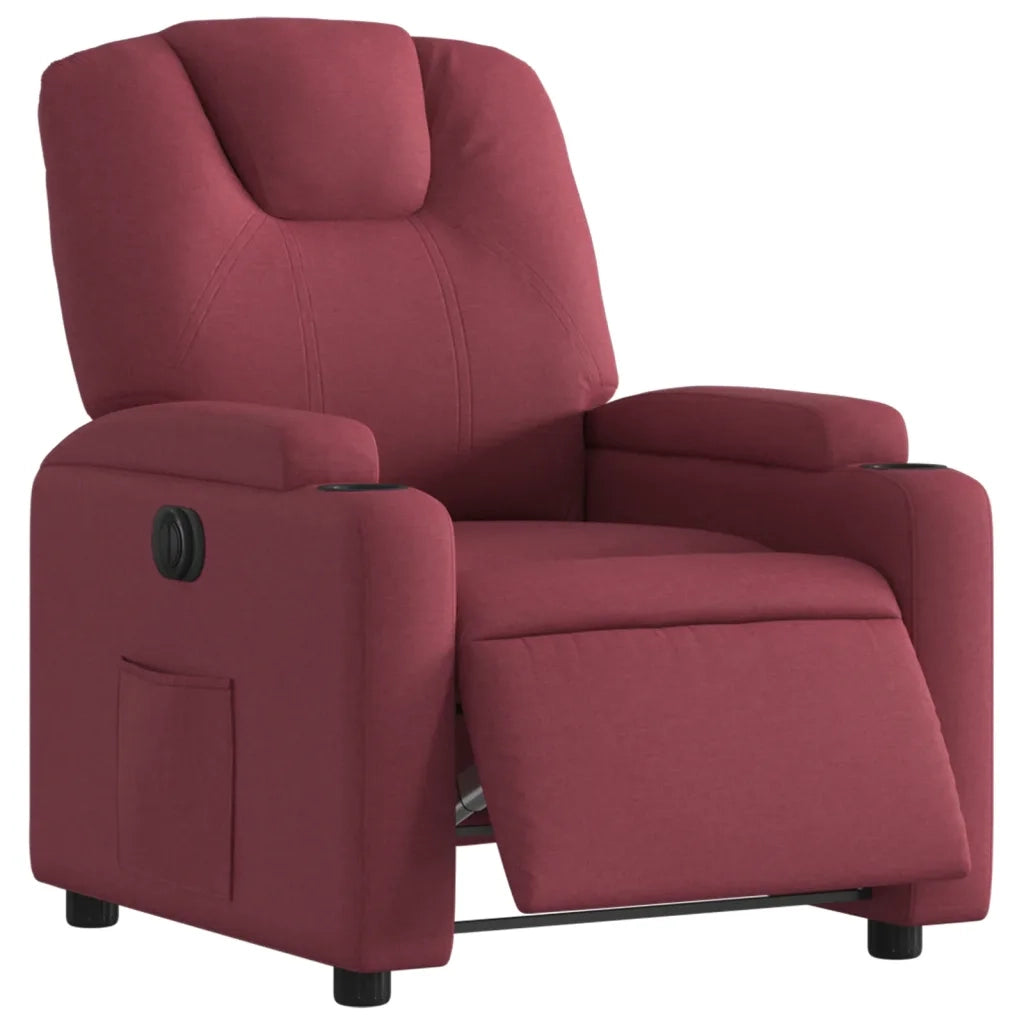 Poltrona Elettrica Reclinabile-Divano Sedia Rosso Vino in Tessuto 518737