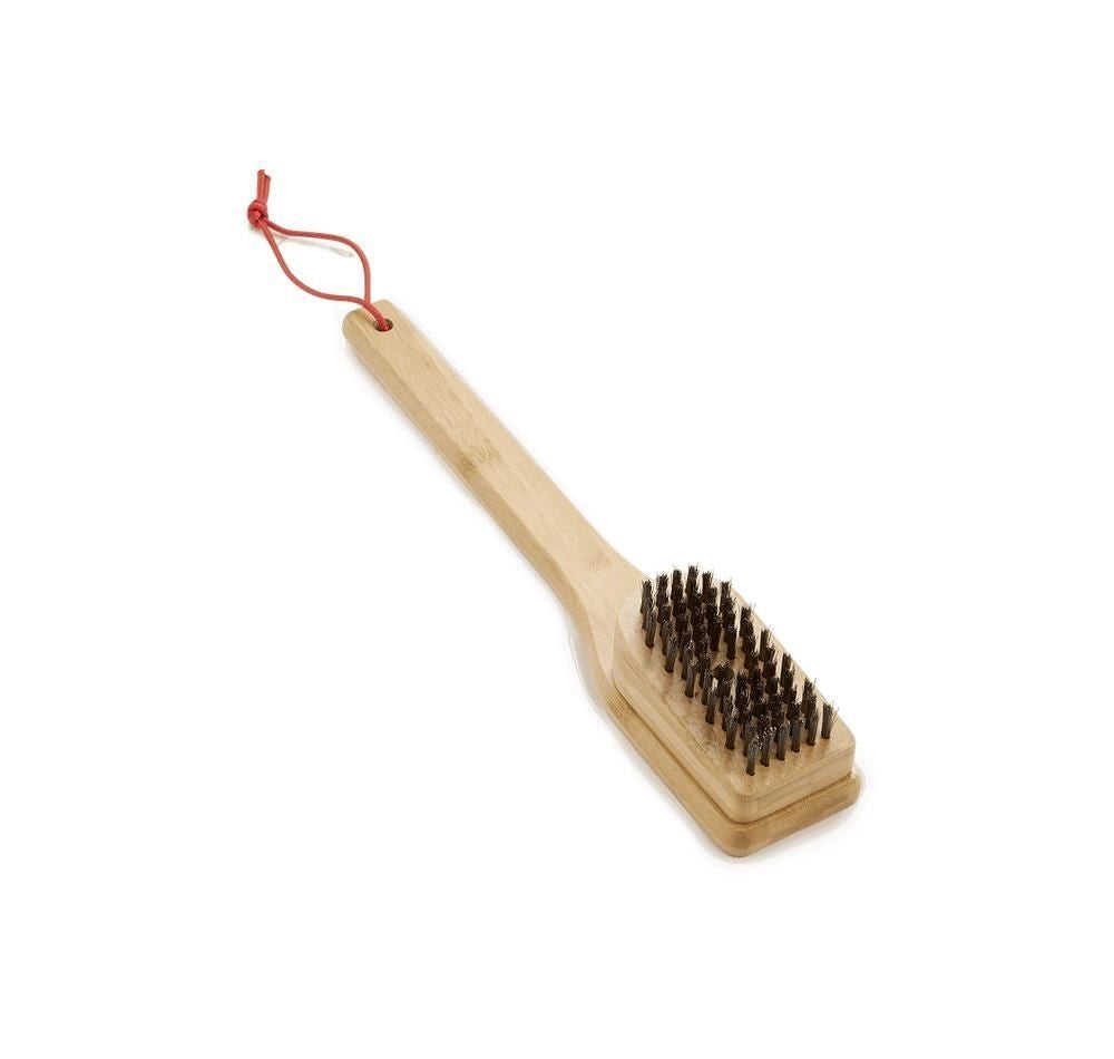 Weber 6275 Spazzola per Griglia in Bamboo 30 cm Setole in Acciaio Inossidabile Accessorio Barbecue colore Marrone