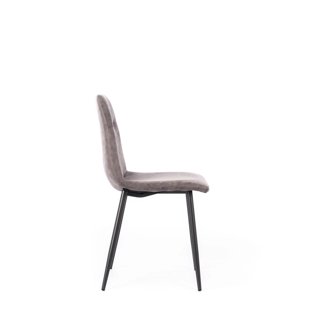 Sedia Lea con Struttura in Metallo e Seduta in Similpelle Grigio Vintage - Design Moderno Ergonomico 48.5 x 49 x 88 cm per Interni