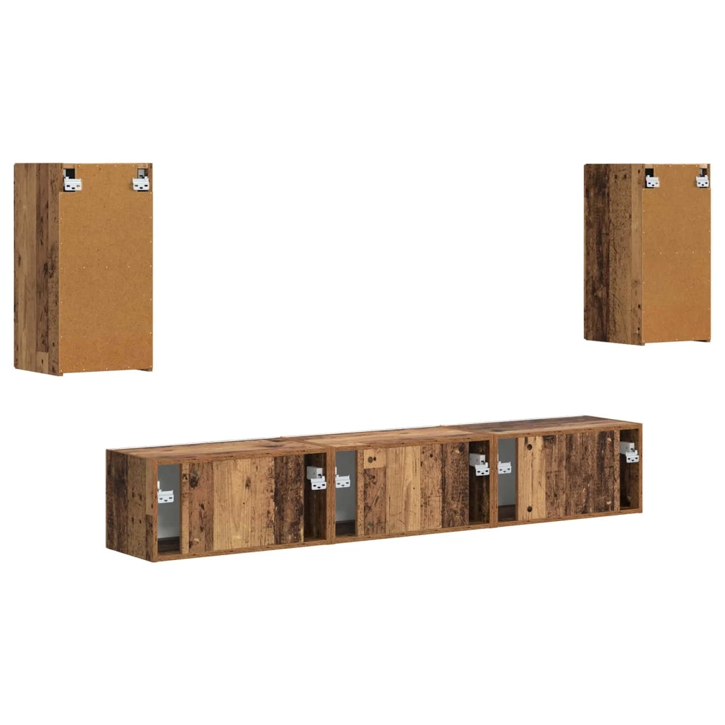 Set mobile TV 5 pz-Credenza per TV Legno vecchio Legno multistrato 275371