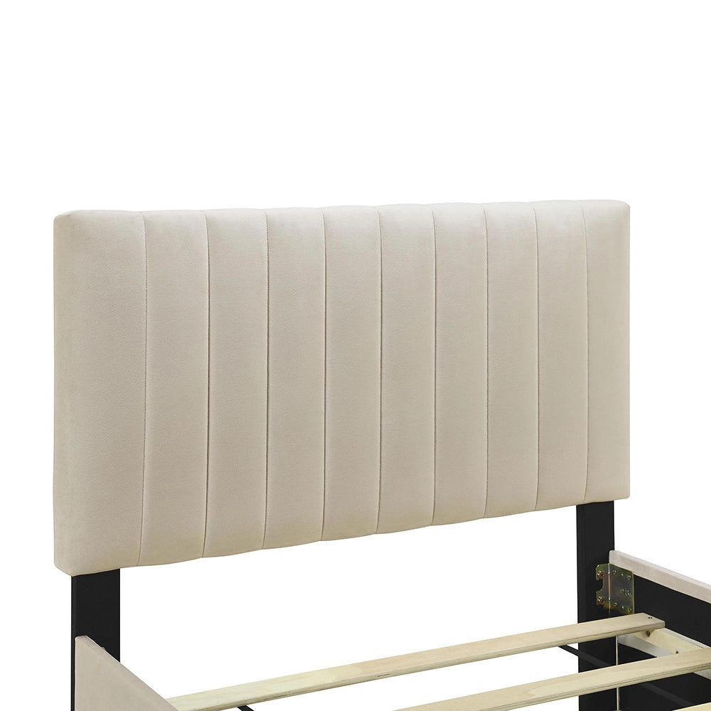 Letto bambino-Xylo-90x190 cm-ribaltabile, velluto, beige
