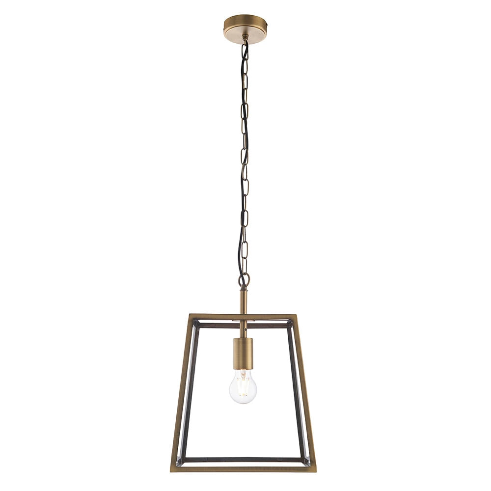 Lampada a sospensione Hurst lanterna ottone Endon E27