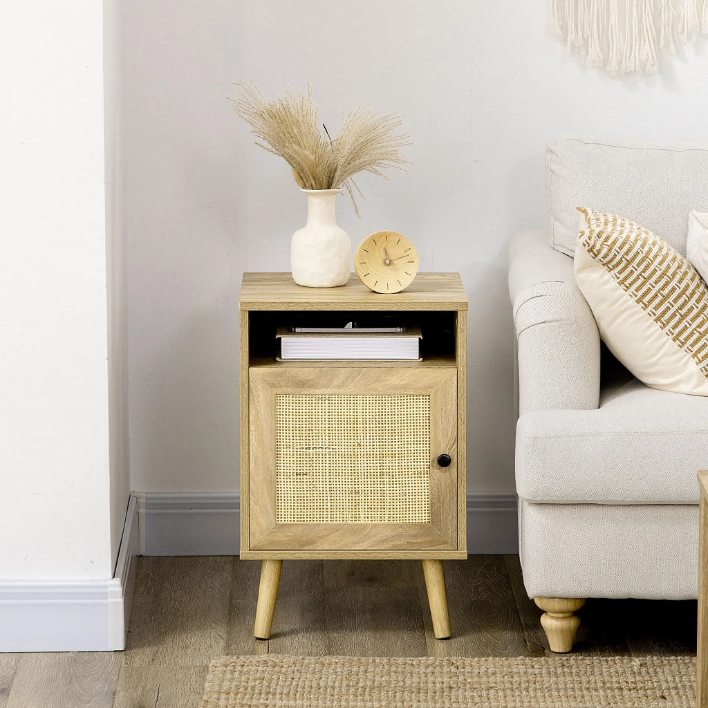 Comodino con Porta a Griglia ¨C Minimal ¨C Legno Naturale 39x35x60 cm