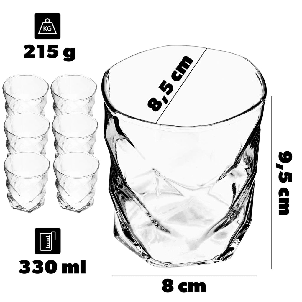 Set regalo da 6 bicchieri KADAX per whisky, bevande, succhi di frutta e acqua, 330 ml