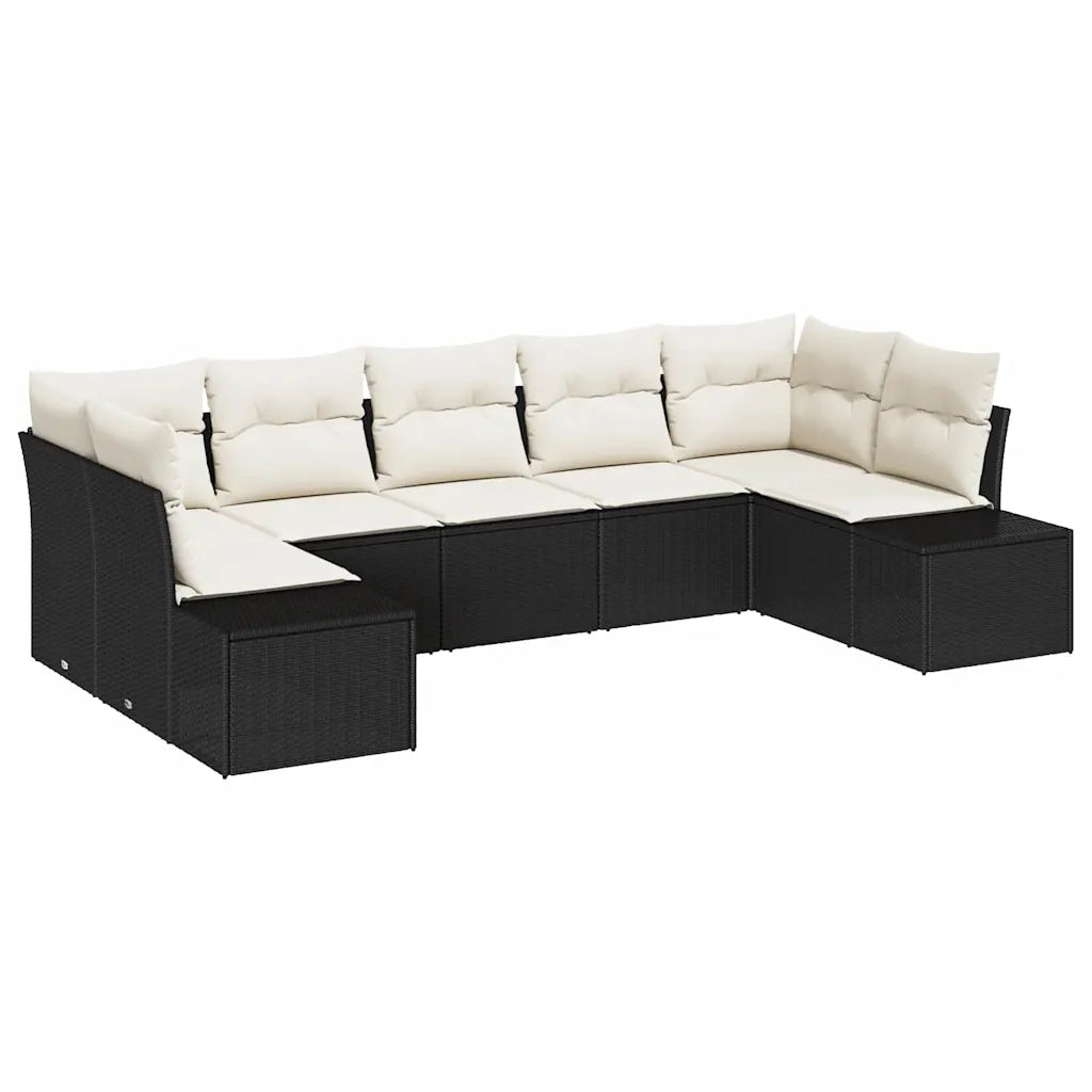 Set Divano da Giardino con cuscino 7 pcs Nero polyrattan 3347207