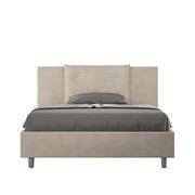 BS COM Letto una piazza e mezza con rete imbottito 130x190 microfibra sabbia