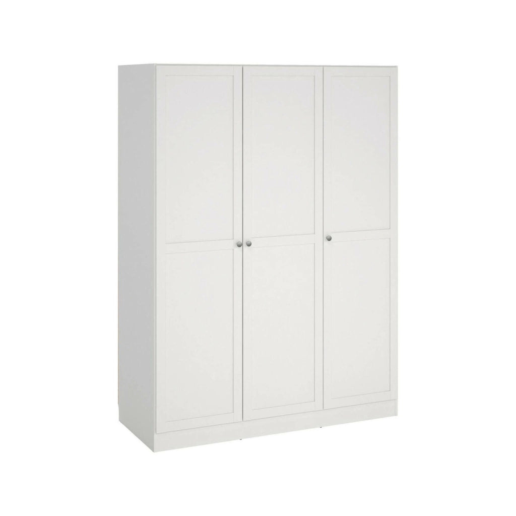 Guardaroba 3 ante Gener, Mobile camera da letto, Cabina armadio portabiti, Armadio appendiabiti, 147x62 h200 cm, Bianco