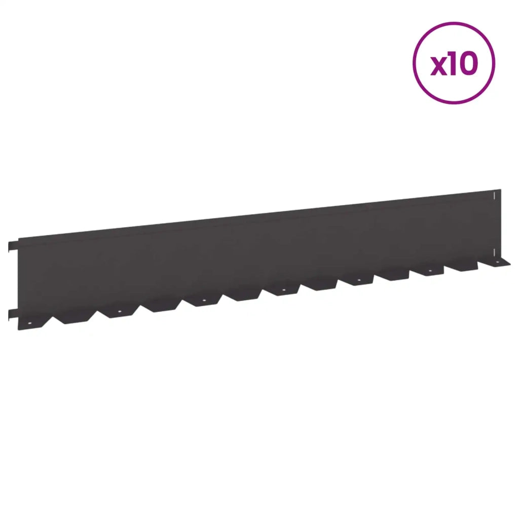 Bordura per Prato 10 pcs 102 x 15 x 4 cm Acciaio Nero 8008763