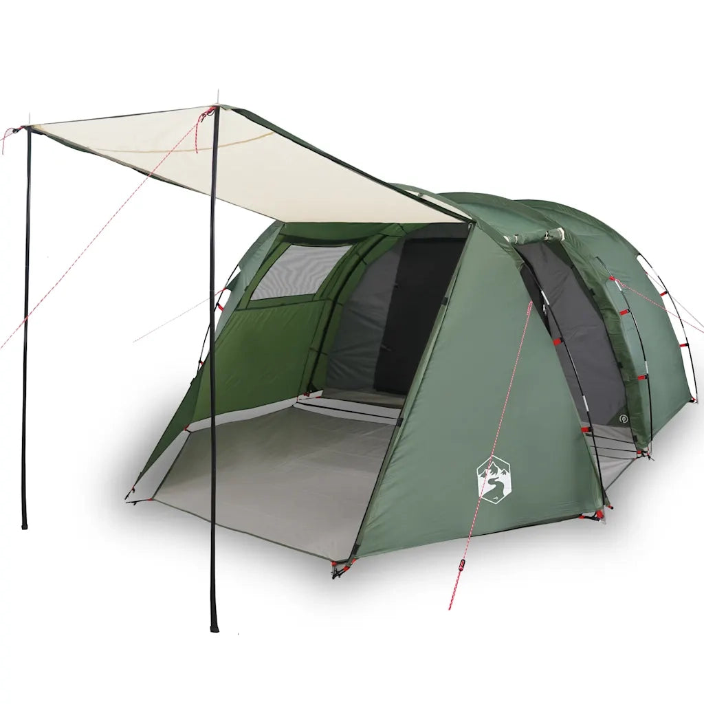Tenda da Campeggio a Tunnel per 4 Persone Verde Impermeabile