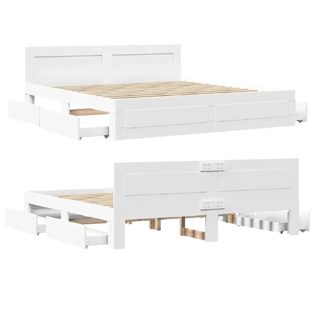 Letto matrimoniale | Letto per adulti | Giroletto con Testiera senza Materasso Bianco 200x200 cm