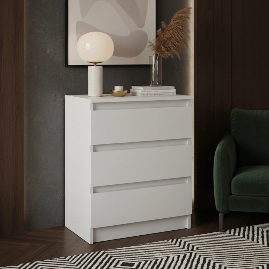 Commoda SOLA - Bianca - 3 Cassetti - Larghezza 40 cm, Altezza 69 cm, Profondit? 43 cm