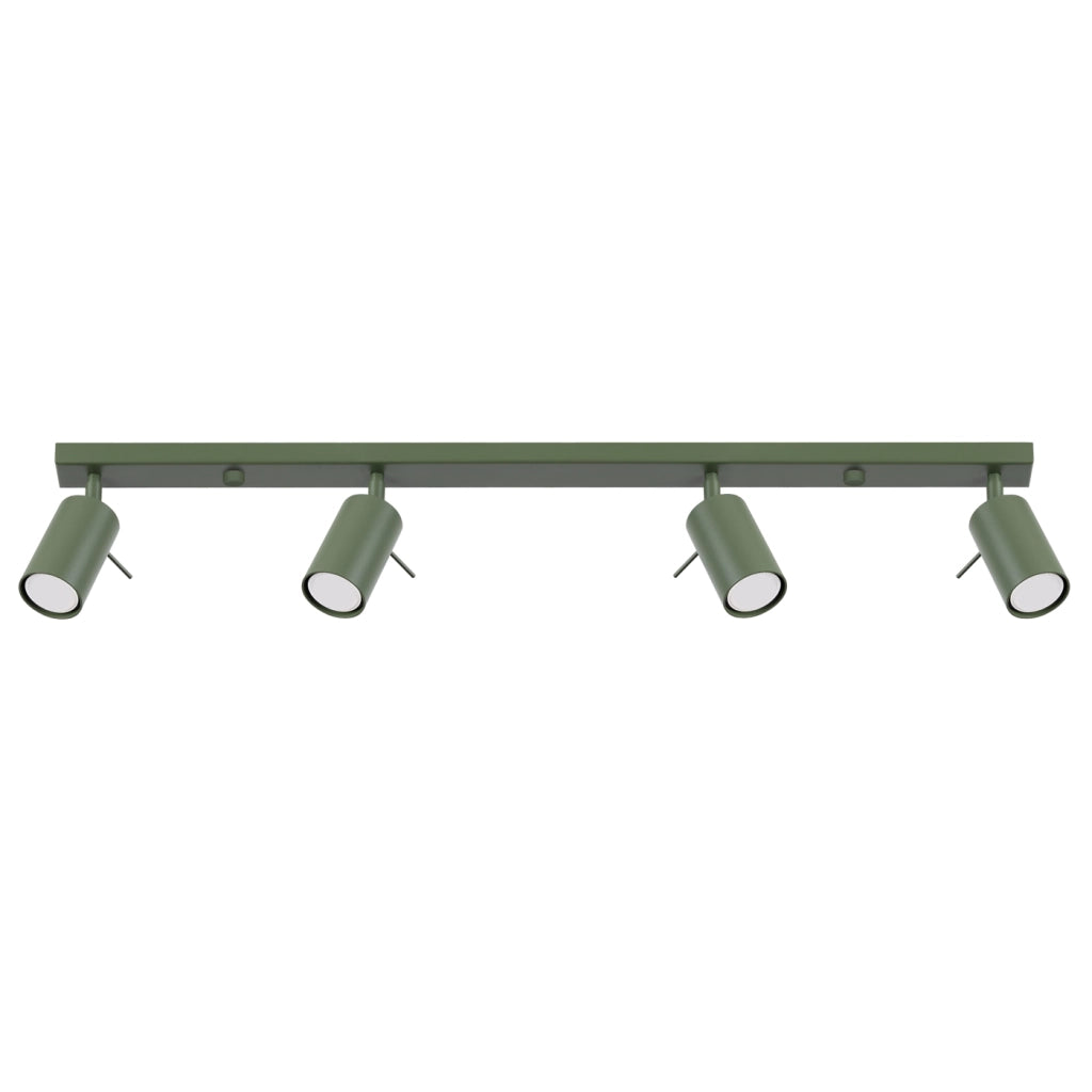 Lampada da soffitto e da parete Ring Series a 4 luci in acciaio verde oliva, GU10