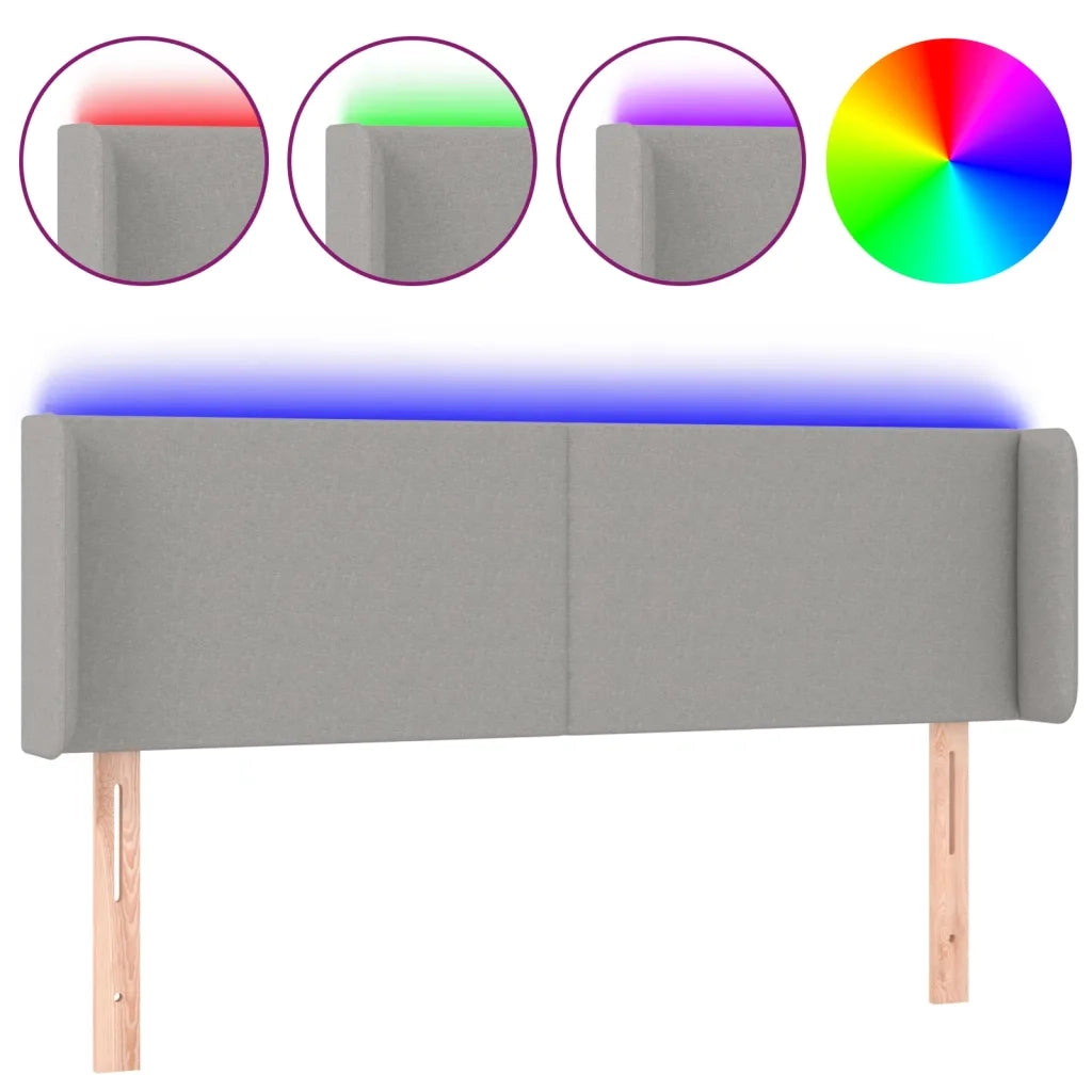 Testiera-Testata Decorativa Grigio Chiaro a LED 147x16x78/88 cm in Tessuto 725176