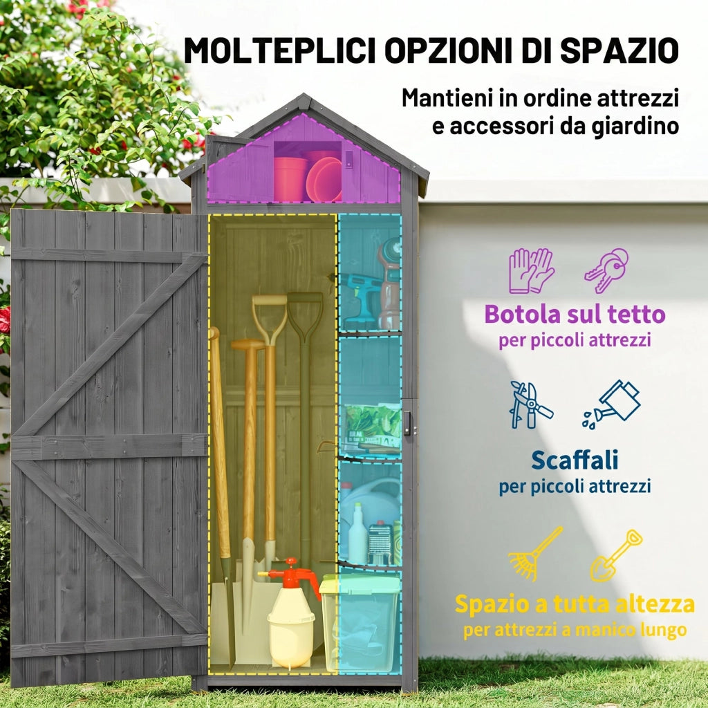 Capanno da Giardino in Legno ¨C zephmum ¨C Grigio 77x54.2x179cm