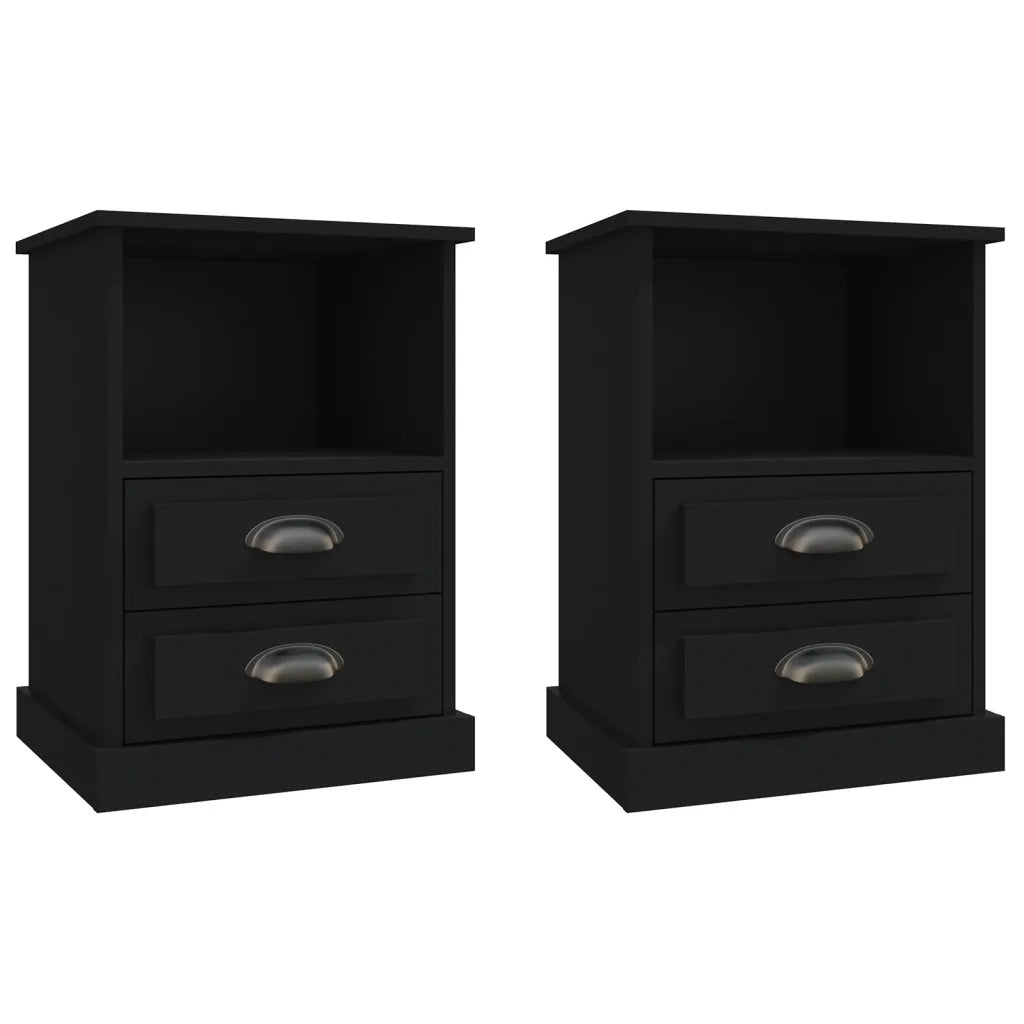 Set di 2 Comodini | Armadio da Notte | Mobiletto da notte Neri 43x36x60 cm